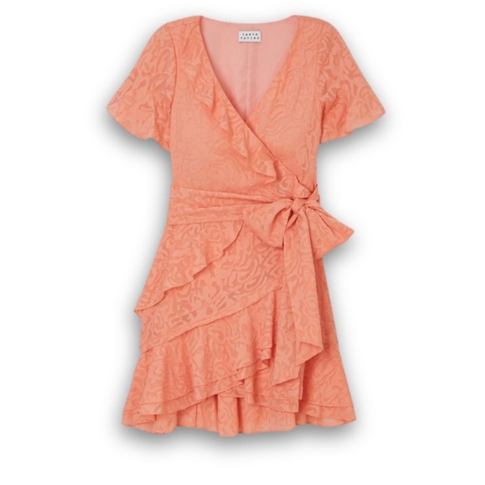 Tanya Taylor Bianka II Silk Cotton Floral Ruffle Wrap Mini Dress Size 6
